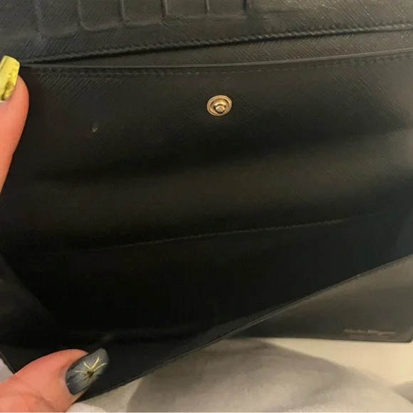 Salvatore Ferragamo Black Wallet with Gold Accent